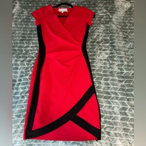 Slimming red & black cocktail dress